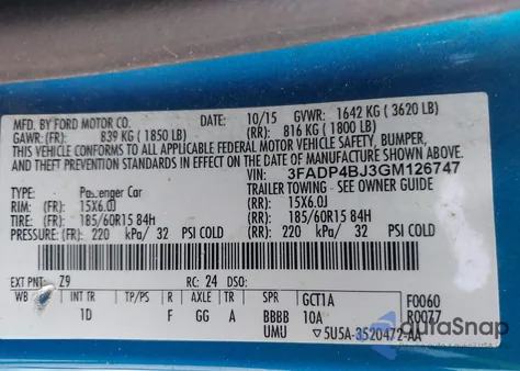 2016 Ford Fiesta Se из США, поврежденный, VIN 3FADP4BJ3GM126747